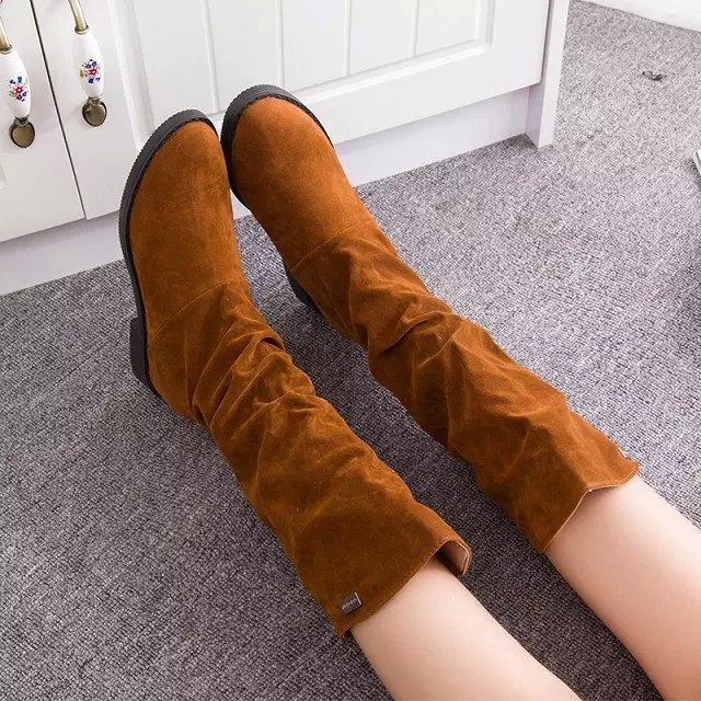 Frühling neue matt mittelhohe Stiefel und Fleece verdickte kurze Stiefel flache Damen Einzelstiefel Damenstiefel_voghion.com