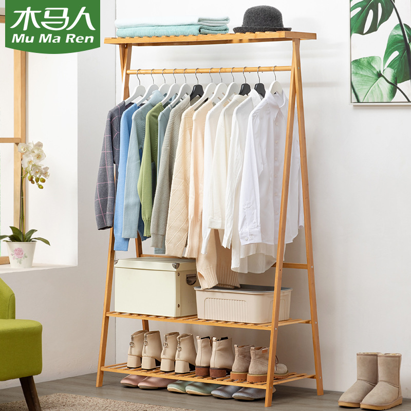 Trojan man simple and easy Coat rack Stands household solid wood bedroom Clothes hanger Simplicity modern to ground clothes Storage
