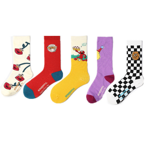 Socks for women Korean style long ins trendy socks wow socks Sesame Street socks for men cotton Japanese cartoon spring socks