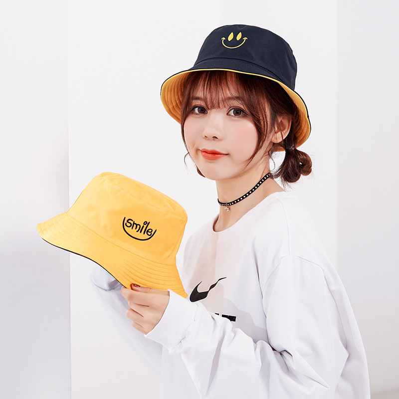 chic Sided hat Versatile Korean Edition Two-sided Bucket hats student Fisherman hat Sunscreen ZH Dayan Mao