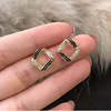Square small cute earrings, universal silver needle, simple and elegant design, 2023, Japanese and Korean, internet celebrity