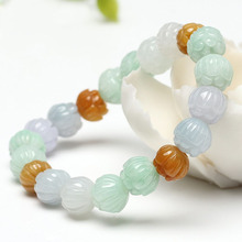 玉器原石缅甸翡翠货莲花手链莲花手串男女款首饰手工雕刻玉石