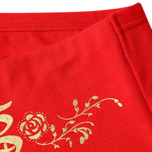 Year of the Zodiac red underwear, bronzing printed red high-waisted underwear, festive red koi print underwear wholesale