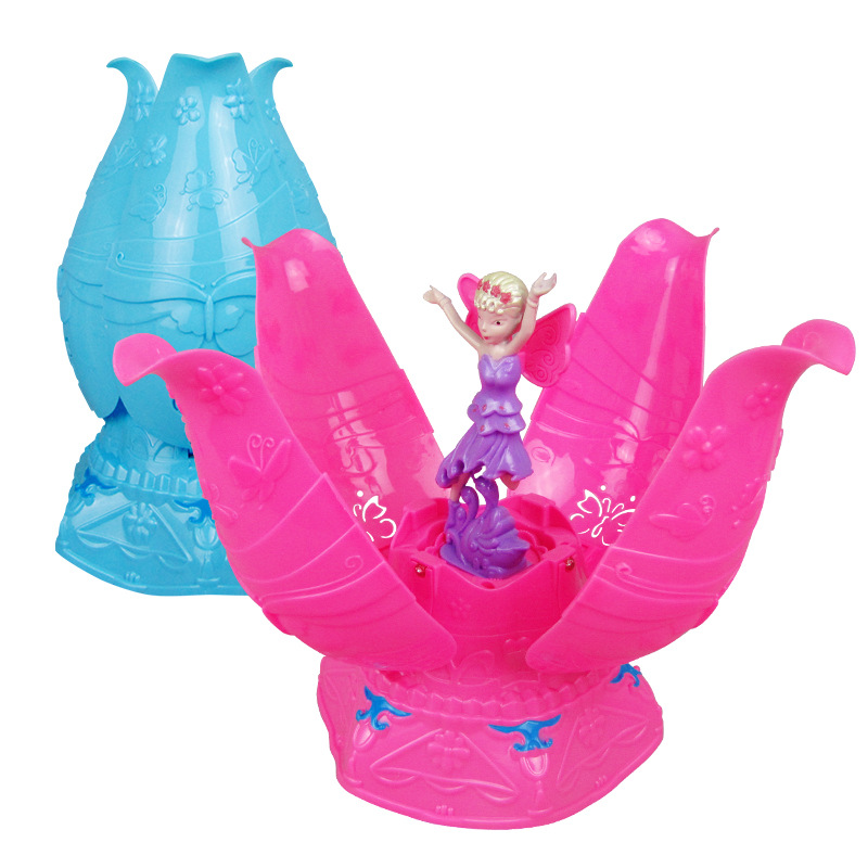 Nueva Flor de hadas las mujeres elevación eléctrica giratoria bailando flor princesa con luz música universal juguetes para niños