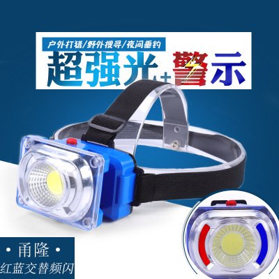 跨境新款定焦强光LED照明头灯 户外探照USB充电头灯COB头戴式电筒