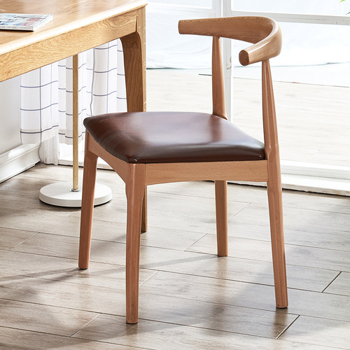 Jiayi solid wood horn chair simple leisure chair European style Western restaurant cafe hotel dining chair