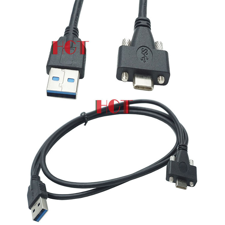 Screw lock panel with ears USB 3.1 Type-C to USB3.0 male data cable support 10Gbps1 m Screw lock panel with ears USB 3.1 Type-C to USB3.0 male data cable support 10Gbps1 m