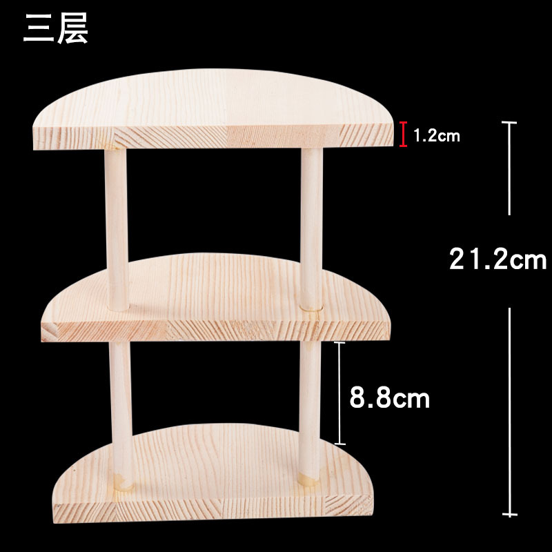 나무 반원형 인형 랙 3 층