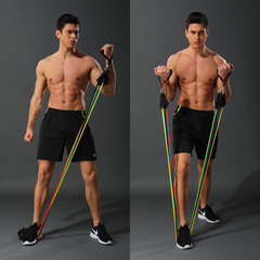 [Cross-border hot sale] 11-piece set of TPE tensioners, tension ropes, muscle training, elastic ropes, fitness equipment