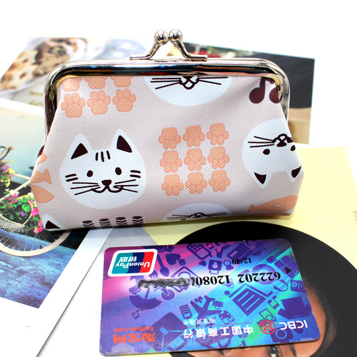 Korean version cartoon kitten coin purse PU creative small purse girls small gifts wholesale
