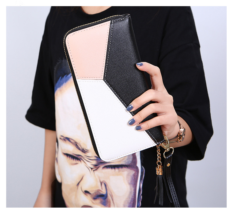 135g Weight Synthetic Leather Lining Material Zipper Closure Type Long Wallet Bags Type Business Occasion PU Leather Material Color Block Pattern All Seasons Season Women'S Gender Fashion Style Square Shape Women's All Seasons Pu Leather Color Block Fashion Square Zipper Long Wallet