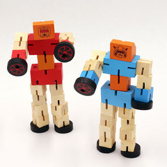 Wooden Children's Transformable Robot Building Blocks, Hands-on Brain Developing Parent-Child Toys, Wooden Car Model Gift Wholesale