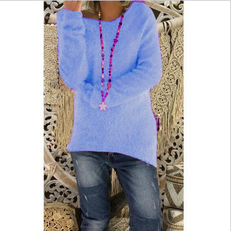 Pull surdimensionné à manches longues pour femme – Pull doux et chaud de couleur unie (noir/vert/rouge/jaune, S-5XL)_voghion.com