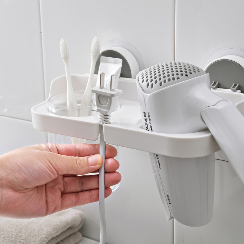 No perforada de pared-colgado secador de almacenamiento estante de baño rack ventilador secador