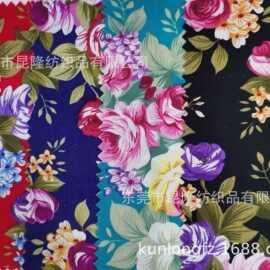 全棉府绸活性印花布  玫瑰花印花面料 中国风特色印花棉布