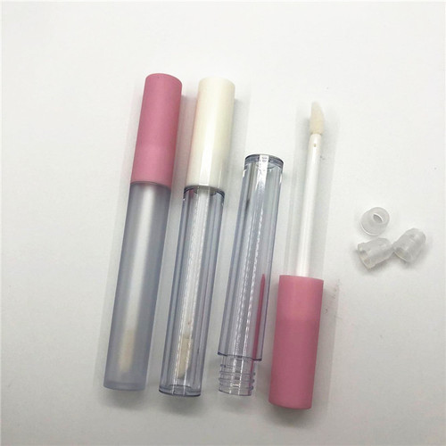 2.5ml high-end frosted bright white cap round lip glaze refill bottle pink lip gloss bottle cross-border hot selling DIY injection tube