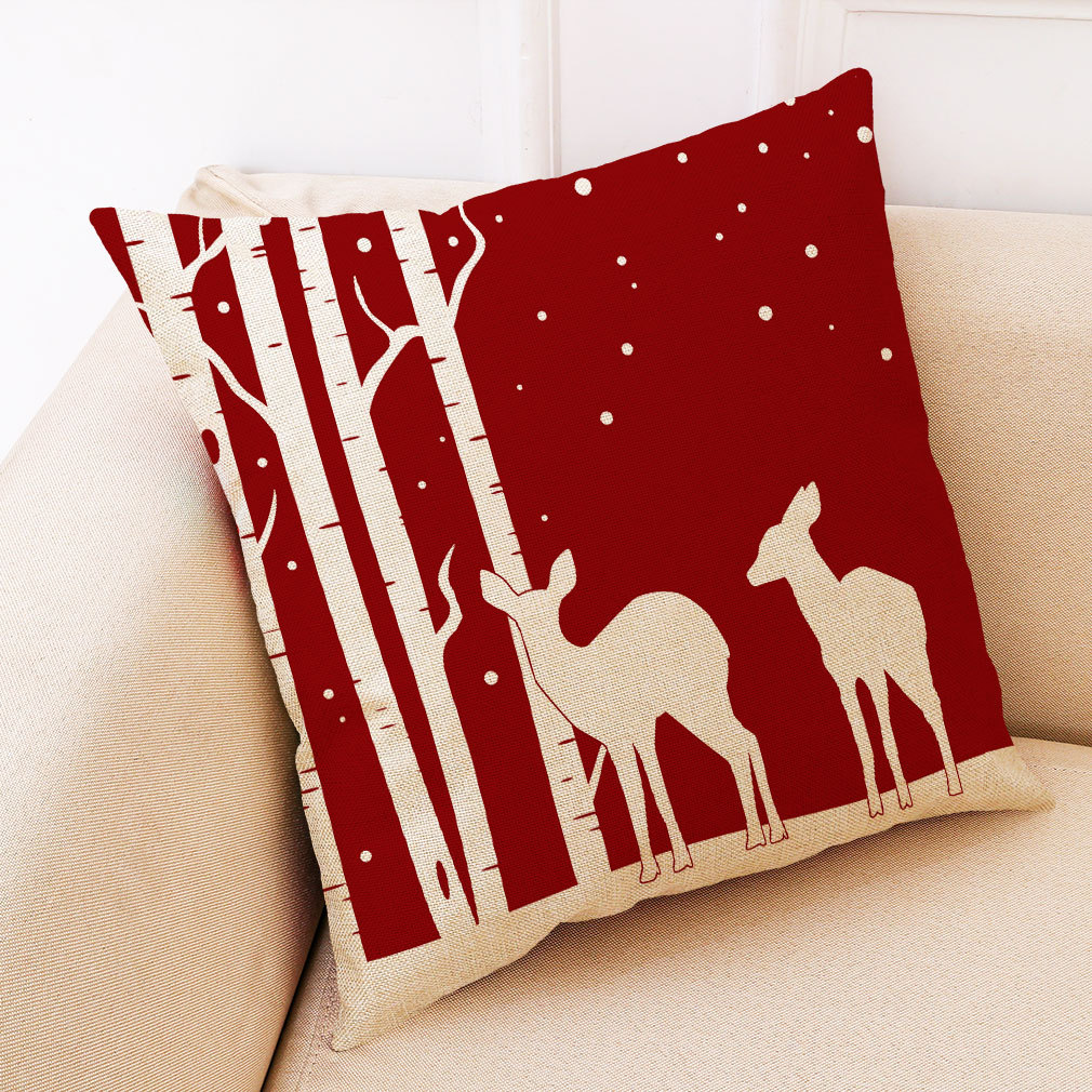 wish 亚马逊新款圣诞创意棉麻抱枕套 汽车抱枕家居沙发靠垫定制