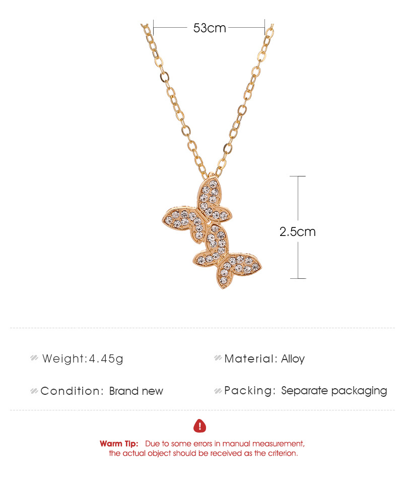 Korean new jewelry full diamond butterfly necklace female simple clavicle chain jewelry wholesale