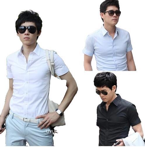 Men's Korean Slim Inch Shirt Half Sleeve Shirt Summer Men's Wear Short Sleeve Shirt
