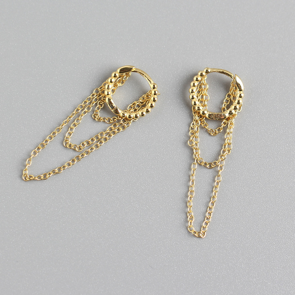 925 Sterling Silver Ear Needle Material 18K Real Gold Plated, Platinum Plated Plating Material 1 Pair 925 Sterling Silver Chain Earrings