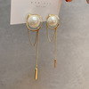 Advanced earrings from pearl with tassels, silver needle, light luxury style, high-quality style, silver 925 sample