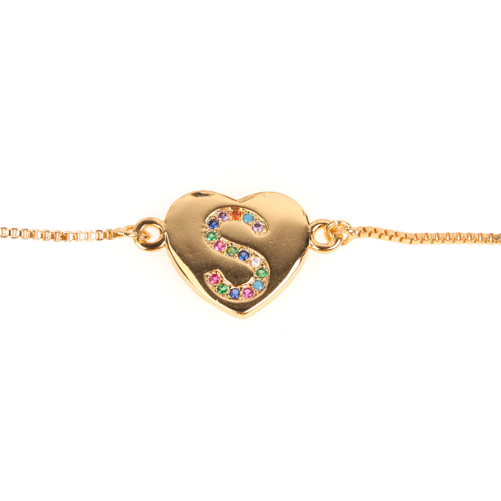 Jewelry Gift Love Peach Heart Bracelet Women's 26 Letter Color Zircon Pull Bracelet display picture 11