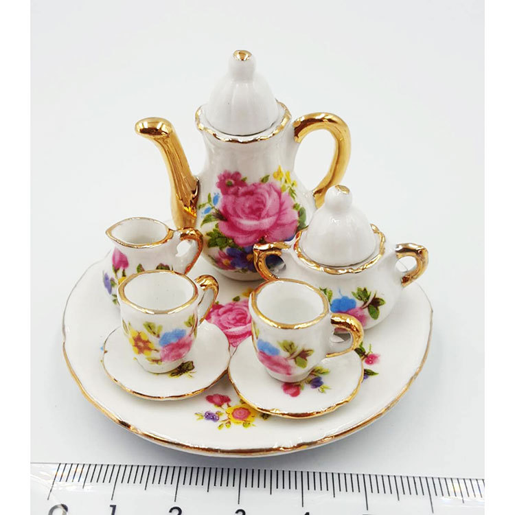 1:12迷你陶瓷茶具DIY手工娃娃屋厨房餐厅陶瓷饰品水杯袖珍陶瓷