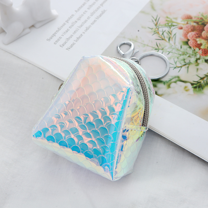 Hot Sale Laser Fish Scale Pattern Colorful Coin Purse Pvc Semi-circular Wallet display picture 5