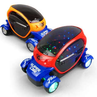 新款3D灯光车模型电动万向旋转炫彩音乐 卡通车玩具 地摊热卖批发