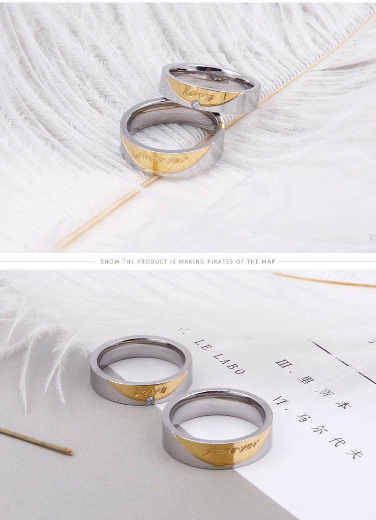 Europäische Und Amerikanische Grenz Überschreitende Mode Titan Stahl Ring Für Immer Liebe Edelstahl Paar Ring Schmuck display picture 4