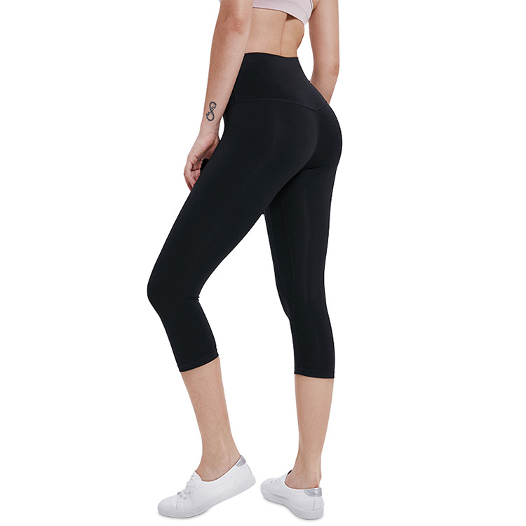 Pantalon de Yoga Double face, simple mouture, couleur chair, Capris, sport, course à pied, Fitness, collants élastiques à séchage rapide, nouvelle collection 2022_voghion.com