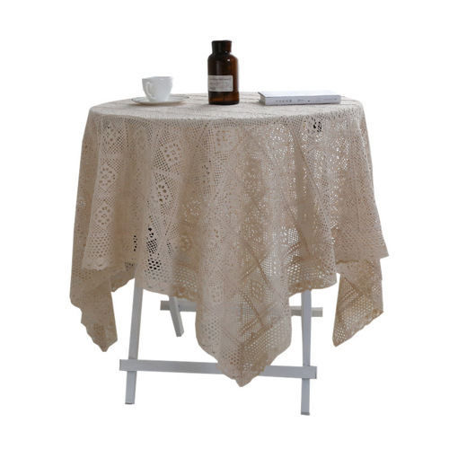 Pure Cotton Pastoral Fresh Home Dining Table Crochet Lace Lattice Tablecloth Coffee Table Piano Cover Cloth Tablecloth Cross-border Best Seller