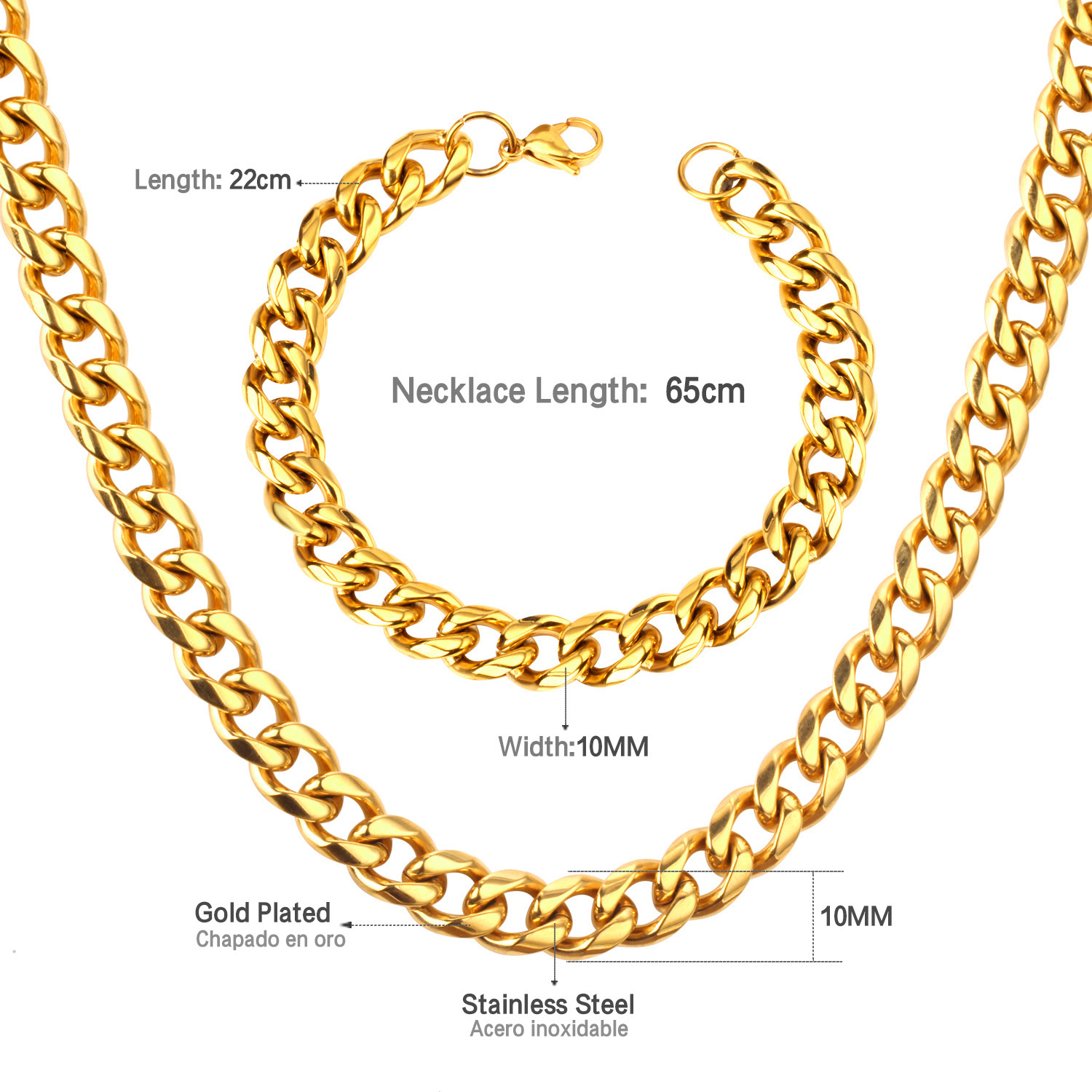 Holiday, Daily Occasion Stainless Steel Material Simple Style Solid Color Stainless Steel Plating Bracelets Necklace