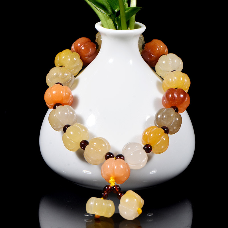 Xinjiang Jade Watkins Hand string Colorful Jade Pumpkin Abacus beads Bracelet Dubbo jade Jade article jewelry live broadcast Source of goods