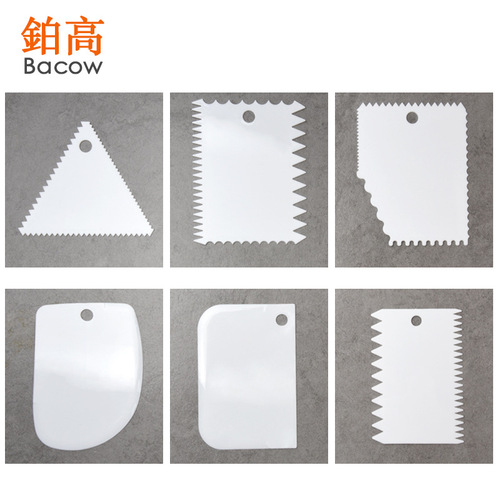 Plastic cake frosting spatula set of 3, frosting shaping comb with teeth, dough cutting knife baking tools