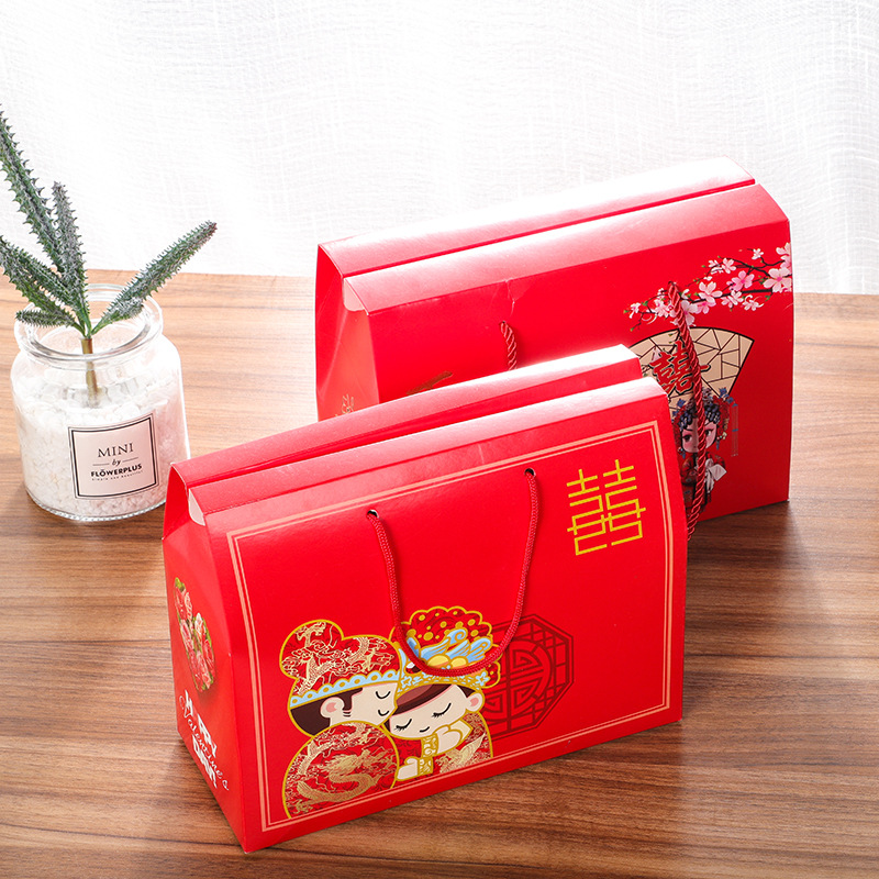 厂家货源婚庆礼品盒 生鲜水果食品包装盒 水果特产手提纸盒定制