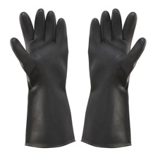 黑色工业耐酸碱手套加长加厚防水耐用防化劳保防护橡胶手套130克
