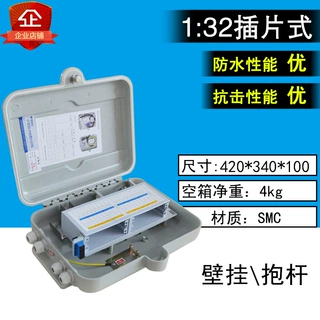 FTTH入户箱四槽位通信箱1分32光分路器箱插片式48芯分纤箱SMC壁挂