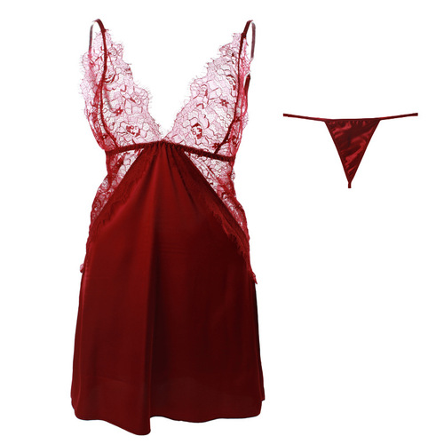 Sexy lingerie, sexy pajamas, passion set, transparent lace large size nightgown, provocative bra, super sexy, seductive female coquettishness