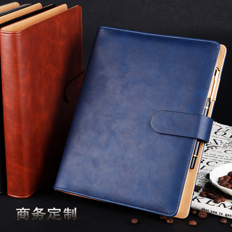 现货活页本a5笔记本带扣记事本皮面商务办公礼品本子定logo商务风