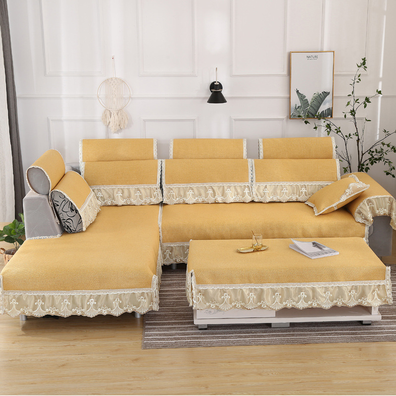 summer Four seasons non-slip Sofa cushion Fabric art Korean Rattan seats Lace lace summer sleeping mat Sofa towel Set Manufactor wholesale