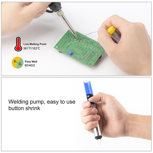908S 110V 220V 80W Temperature Control Soldering Iron Plastic Tool Box Set with Adhesive Box Set