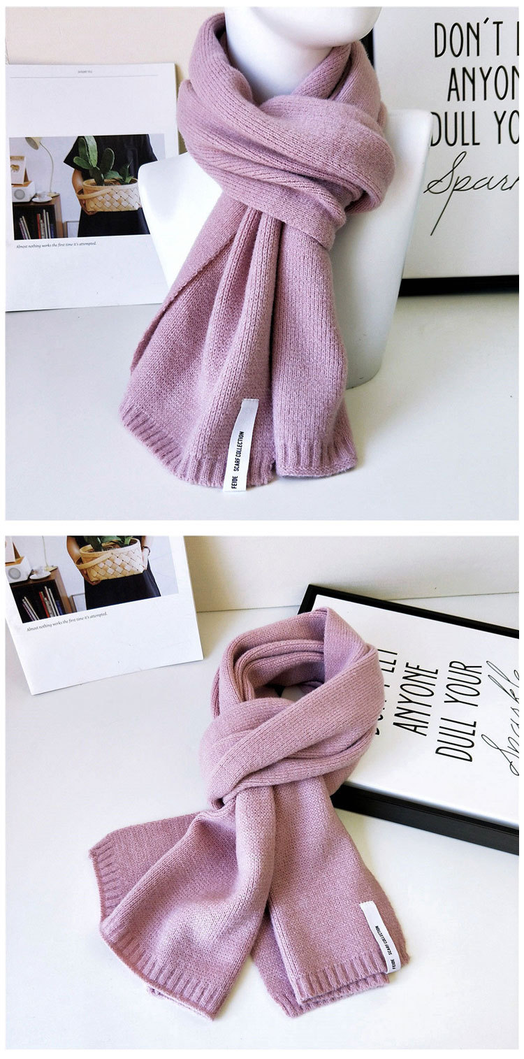 Solid Color Scarf Female Winter Long Thick Couple Knitted Wool Fashion Scarf Student Warm Scarf display picture 15