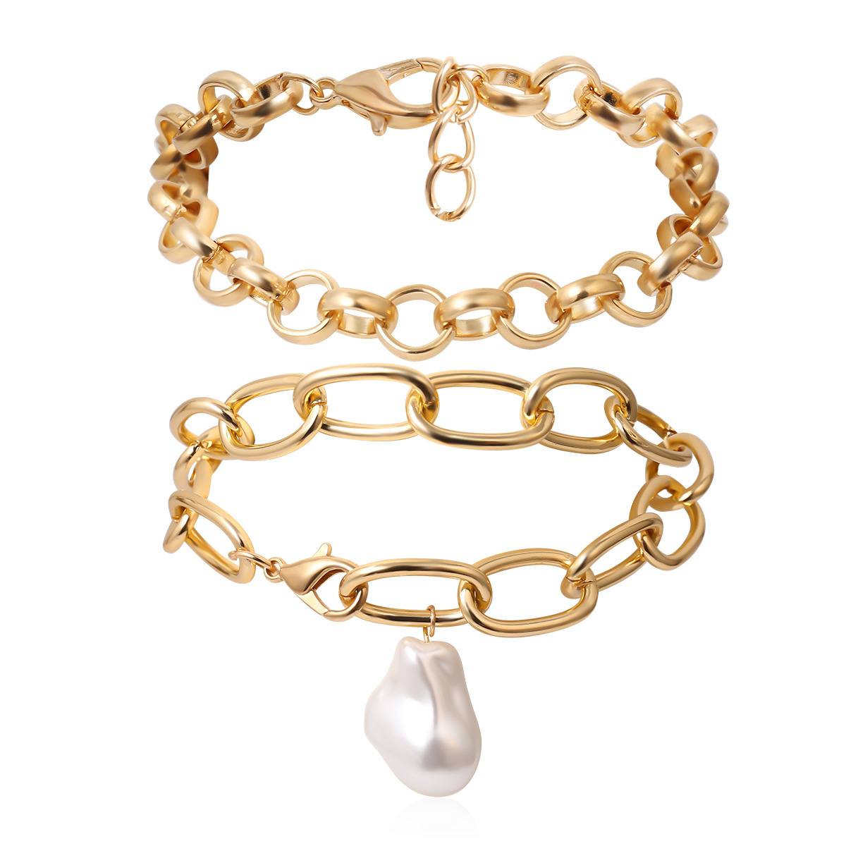 Fashion Jewelry Metal Bracelet Female Open Geometric Hollow Pearl Pendant Bangle display picture 26