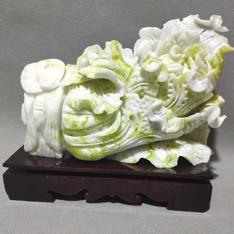 蓝田玉岫玉白菜玉器工艺品礼品聚来家庭摆件客厅摆饰品批发