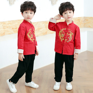 Boy kids Chinese Folk Hanfu embroidery phoenix dragon Tang Suit children costumes of Chinese  style costume wholesale