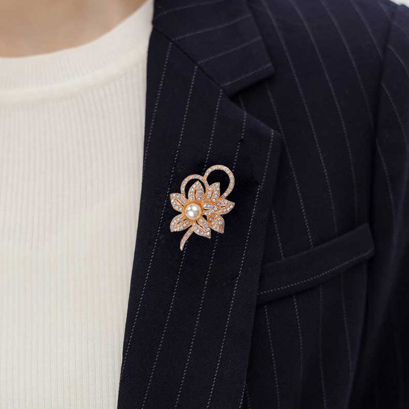 36g Weight Brooches Classification Holiday, Daily Occasion Alloy Material Flower Pattern Women's Gender Plating Design Elegant Style Elegant Pin Flower Alloy Plating Women's Brooches 15
