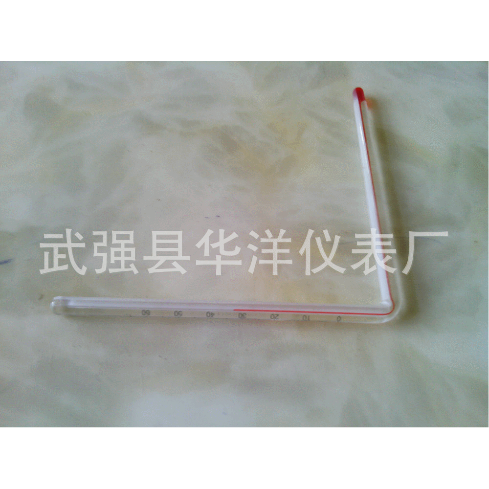 厂家供应L形工艺品玻璃温度计 小型玻璃温度计