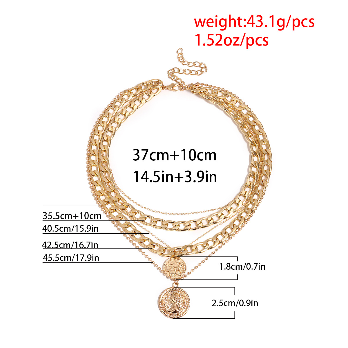 Jewelry Geometric Thick Chain Item Decoration Female Retro Portrait Coin Multi-layer Tassel Necklace display picture 4