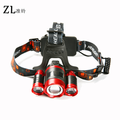 新款 户外防水照明锂电池充电旋转调焦1T6 2XPE铝合金强光头灯